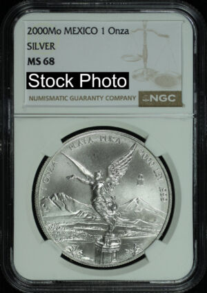 Obverse of this 2000-Mo Mexico Silver Libertad Onza NGC MS-68