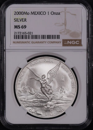 Obverse of this 2000Mo Mexico Silver Libertad Onza NGC MS-69