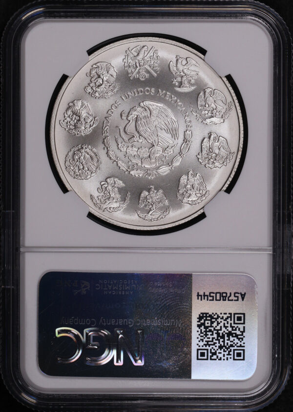 Reverse of this 2000Mo Mexico Silver Libertad Onza NGC MS-69