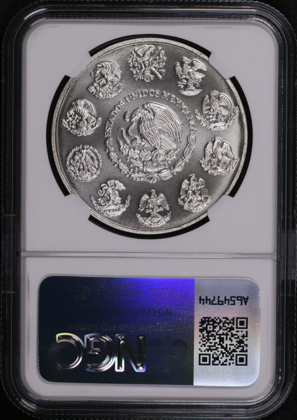 Reverse of this 2002Mo Mexico Silver Libertad Onza NGC MS-68