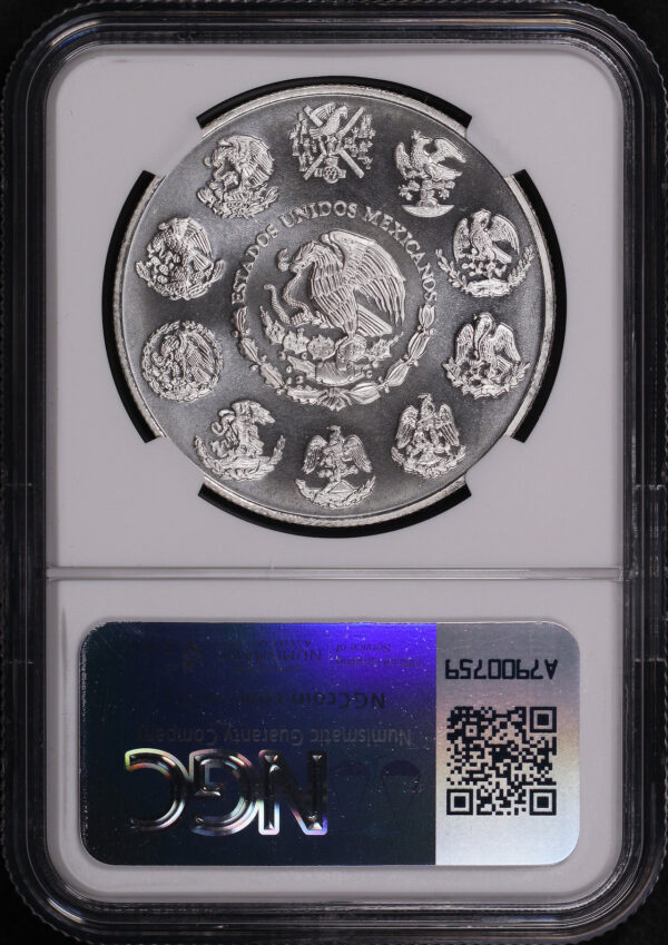 Reverse of this 2005Mo Mexico Silver Libertad Onza NGC MS-68