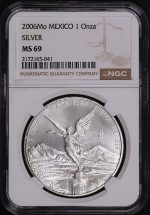 Obverse of this 2006Mo Mexico Silver Libertad Onza NGC MS-69