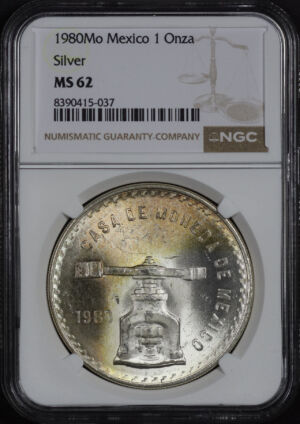 Obverse of this 1980-Mo Mexico Silver Libertad 1 Onza NGC MS-62