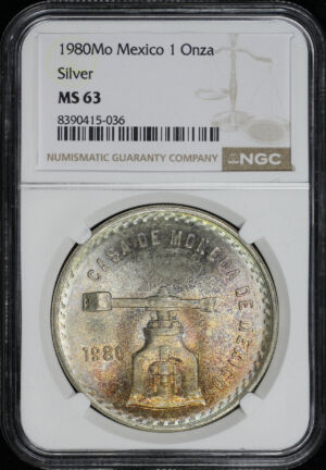 Obverse of this 1980Mo Mexico Silver Libertad Onza NGC MS-63