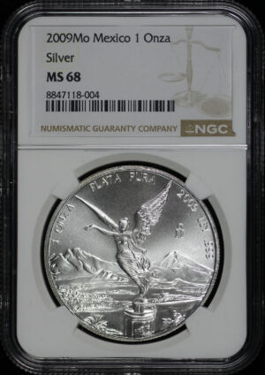 Obverse of this 2009-Mo Mexico Silver Libertad Onza NGC MS-68