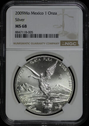 Obverse of this 2009-Mo Mexico Silver Libertad Onza NGC MS-68
