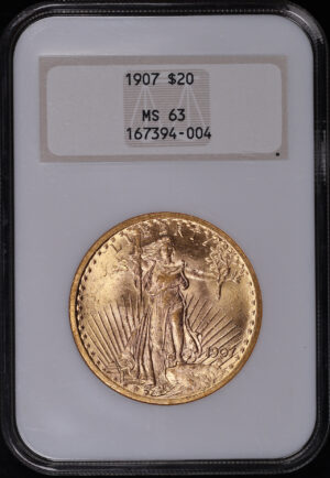 Obverse of this 1907 St. Gaudens $20 NGC MS-63 Old Fatty Holder