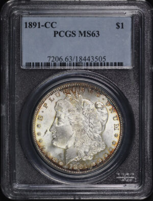 Obverse of this 1891-CC Morgan Dollar PCGS MS-63
