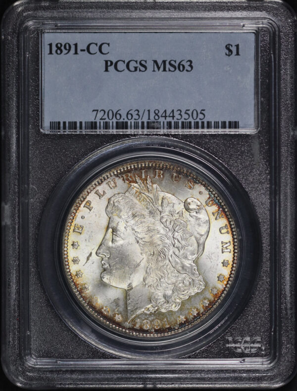 Obverse of this 1891-CC Morgan Dollar PCGS MS-63