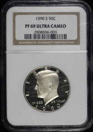 Obverse of this 1990-S Kennedy Half Dollar NGC PF-69 Ultra Cameo