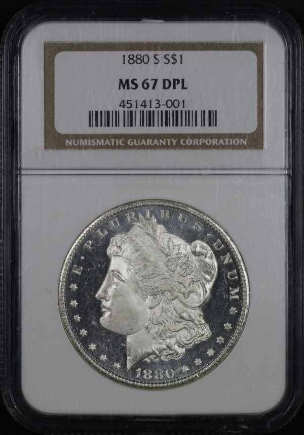 Obverse of this 1880-S Morgan Dollar NGC MS-67 DMPL