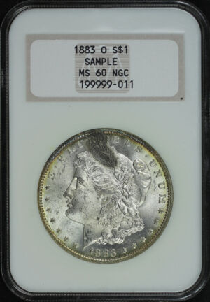 Obverse of this 1881 Morgan Dollar NGC MS-60 Sample Old Fatty Holder