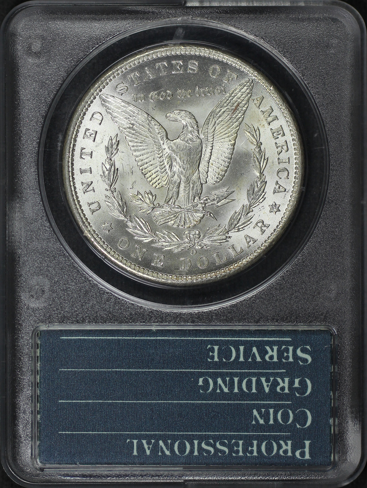 Reverse of this 1898-O Morgan Dollar PCGS MS-64 Old Green Rattler Holder