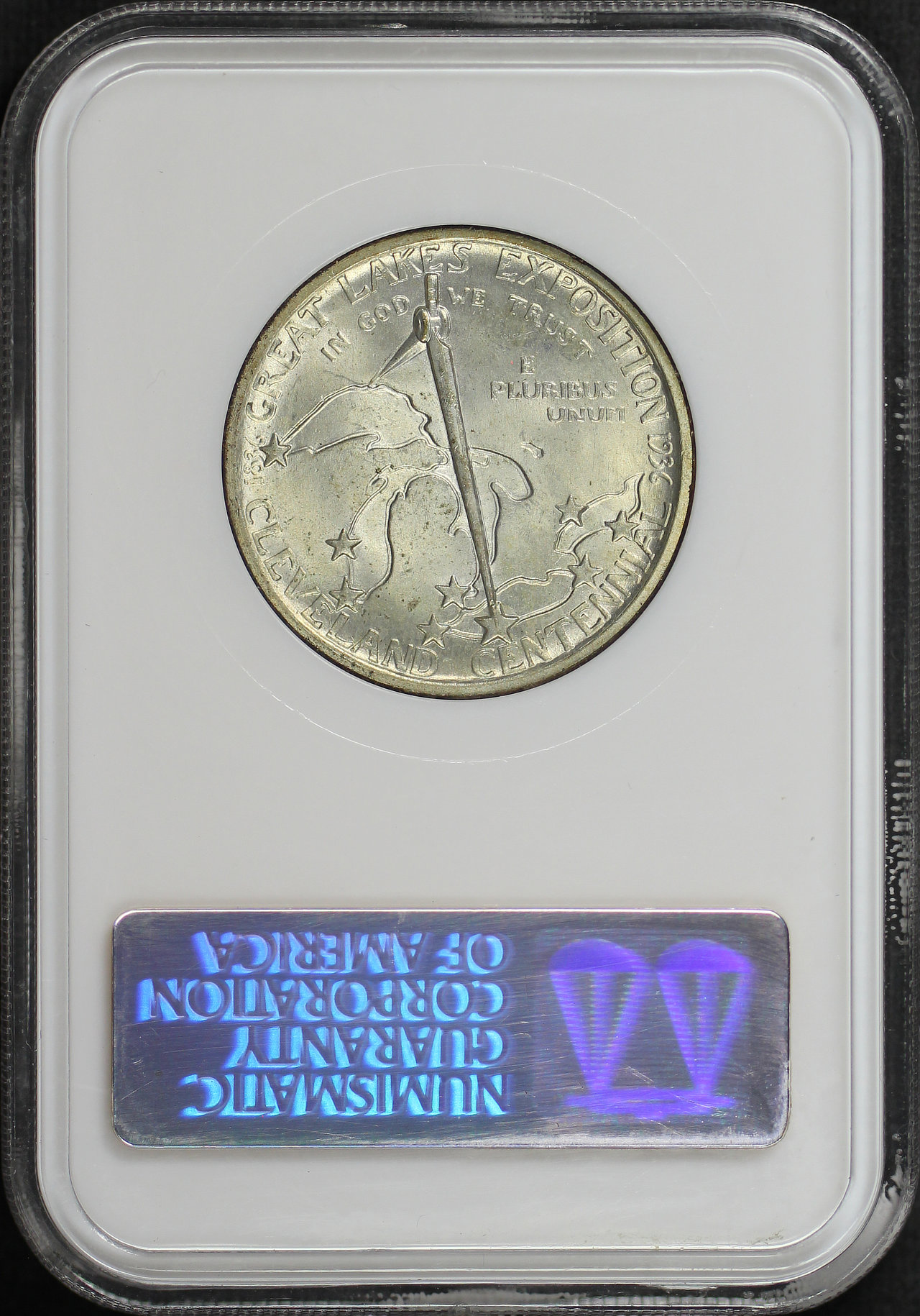 Reverse of this 1936 Silver Commemorative Cleveland 50C NGC MS-64 Old Fatty Holder