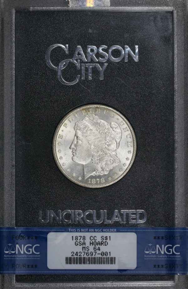 Obverse of this 1878-CC Morgan Dollar NGC MS-64 GSA Hard Pack With Box