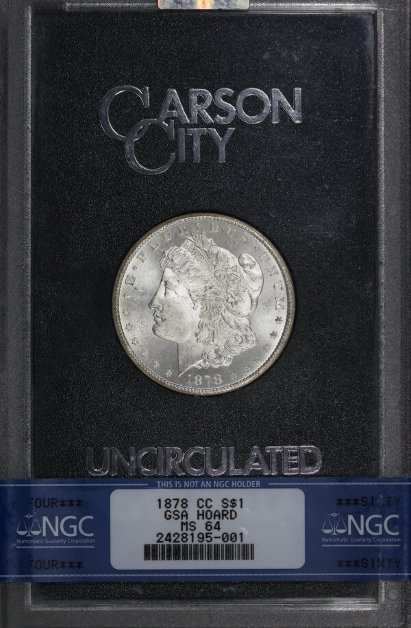 Obverse of this 1878-CC Morgan Dollar NGC MS-64 GSA Hard Pack With Box