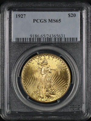 Obverse of this 1927 St. Gaudens $20 PCGS MS-65