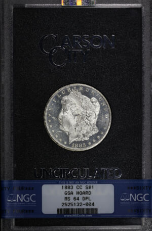 Obverse of this 1883-CC Morgan Dollar NGC MS-64 DMPL GSA Hard Pack With Box
