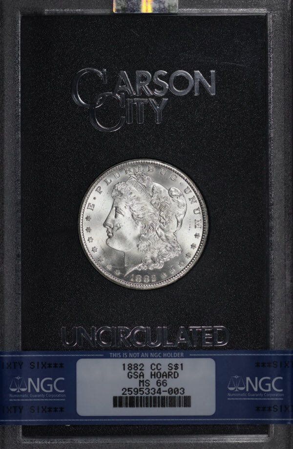 Obverse of this 1882-CC Morgan Dollar NGC MS-66 GSA Hard Pack With Box
