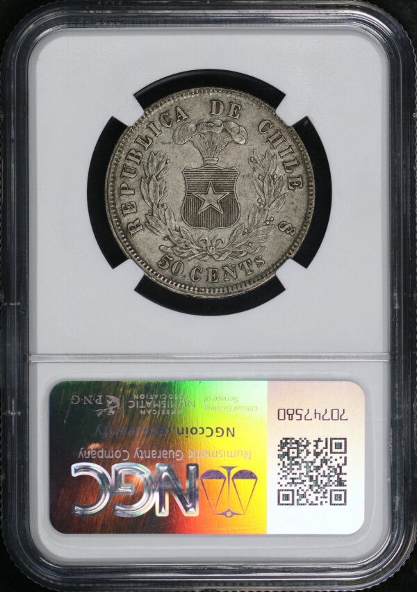 Reverse of this 1870 So Chile  NGC AU-53