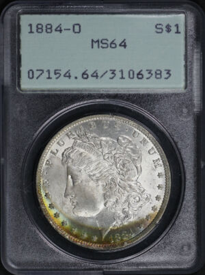 Obverse of this 1884-O Morgan Dollar PCGS MS-64 Old Green Holder