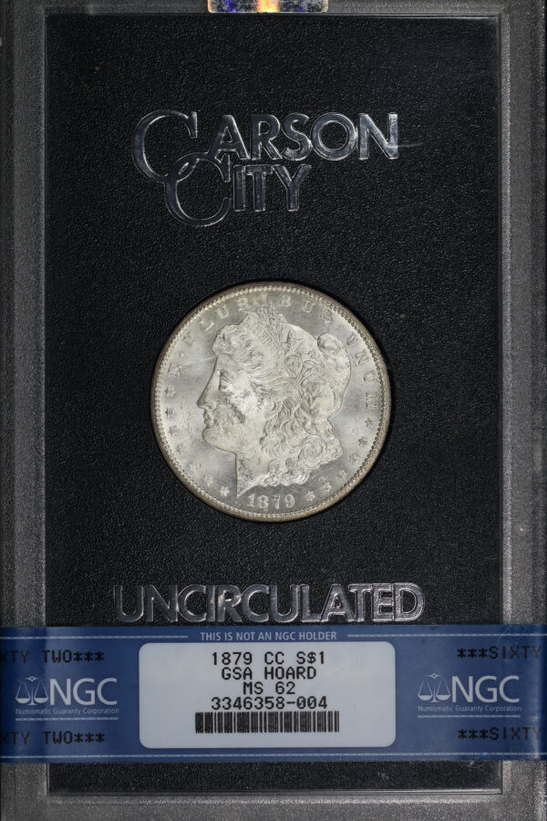 Obverse of this 1879-CC Morgan Dollar NGC MS-62 GSA Hard Pack With Box