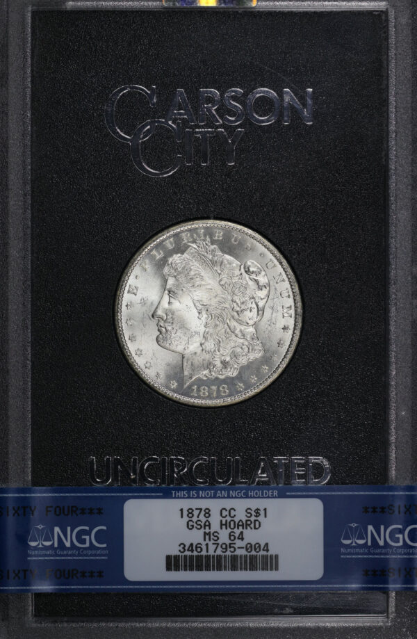 Obverse of this 1878-CC Morgan Dollar NGC MS-64 GSA Hard Pack With Box