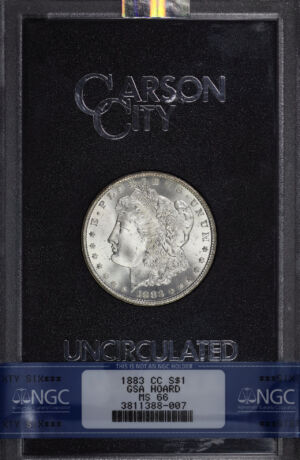 Obverse of this 1883-CC Morgan Dollar NGC MS-66 GSA Hard Pack With Box
