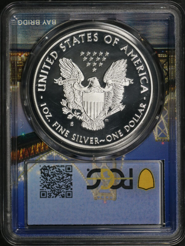 Reverse of this 2019-S Silver Eagle PCGS PR-70 DCAM San Francisco Label