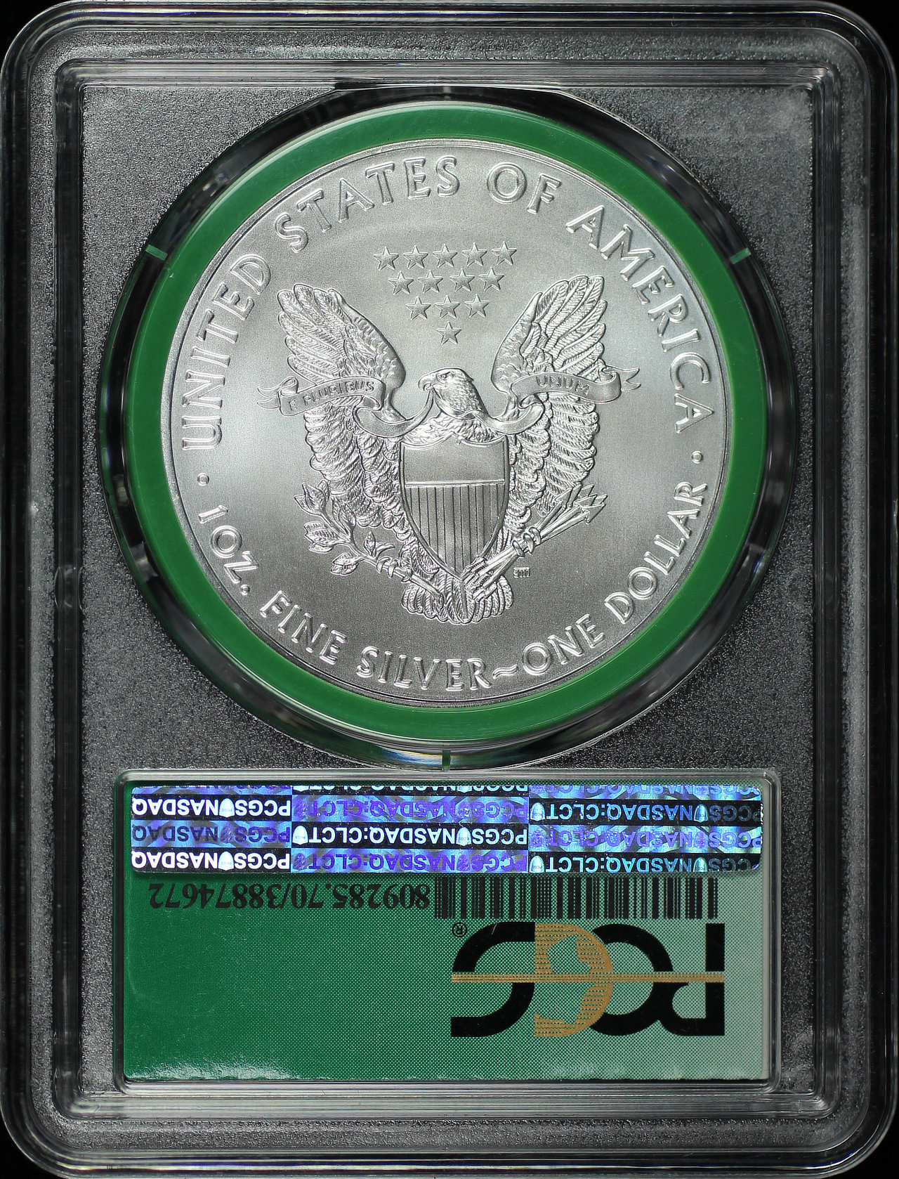 Reverse of this 2020 Silver Eagle Direct from U.S. Mint Sealed Box PCGS MS-70 First Strike