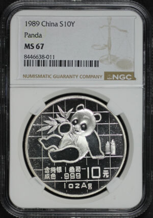 Obverse of this 1989 China 10 Yuan Silver Panda NGC MS-67