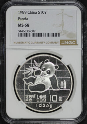 Obverse of this 1989 China 10 Yuan Silver Panda NGC MS-68