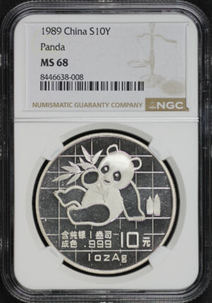 Obverse of this 1989 China 10 Yuan Silver Panda NGC MS-68