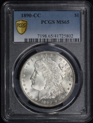 Obverse of this 1890-CC Morgan Dollar PCGS MS-65