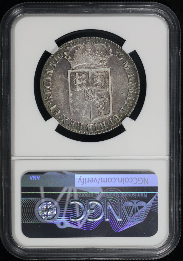 Reverse of this 1689 England  1/2C 1st-Bust 1st-Shield Pearls No frosting NGC VF-20