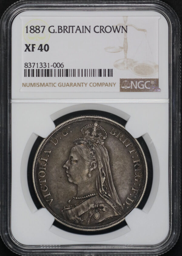 Obverse of this 1887 G. Britain Crown NGC XF-40