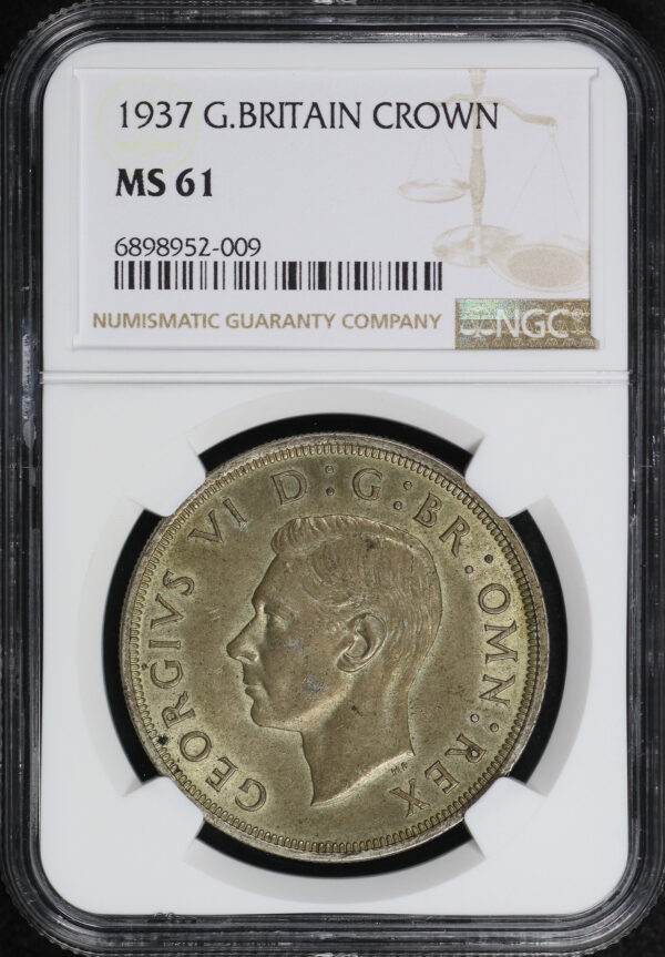 Obverse of this 1937 G. Britain  Crown NGC MS-61