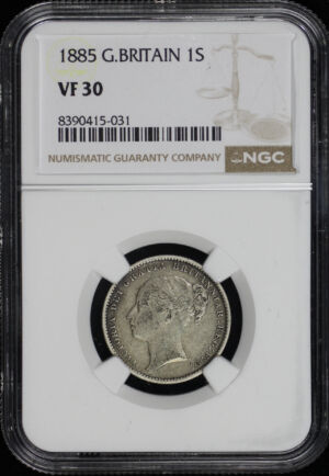 Obverse of this 1885 G. Britain 1S NGC VF-30
