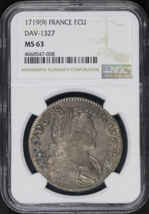 Obverse of this 1719(9) France ECU Dav-1327 NGC MS-63