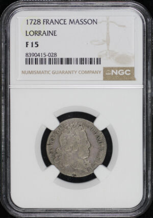 Obverse of this 1728 Lorraine, France Masson NGC F-15