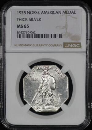 Obverse of this 1925 Norse Thick Silver Medal NGC MS-65