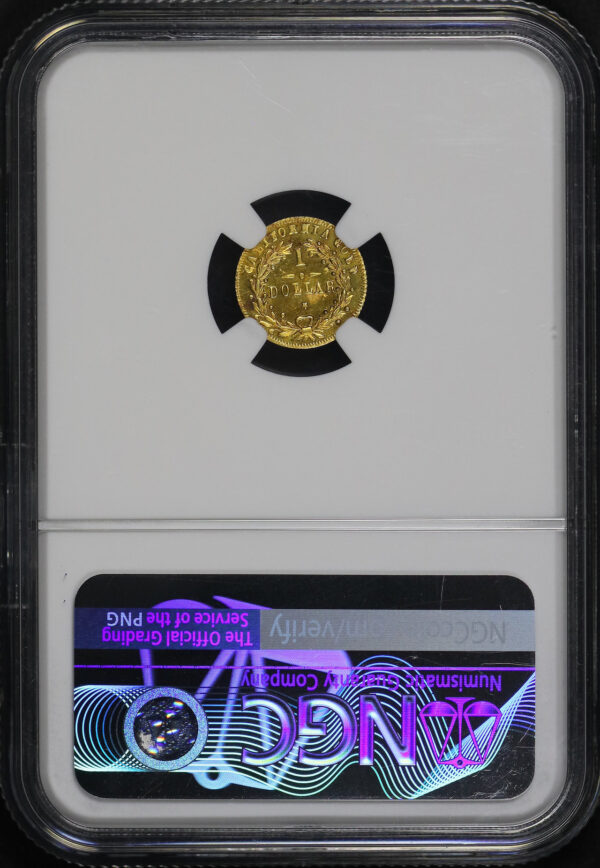 Reverse of this 1872 BG-1207 G$1 Round Indian Gold Dollar Type 3 NGC MS-64 PL