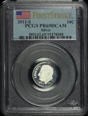 Obverse of this 2011-S Roosevelt Dime Silver PCGS PR-69 DCAM First Strike