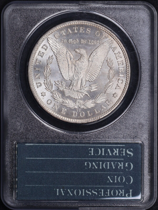 Reverse of this 1881-CC Morgan Dollar PCGS MS-63 Old Green Rattle Holder