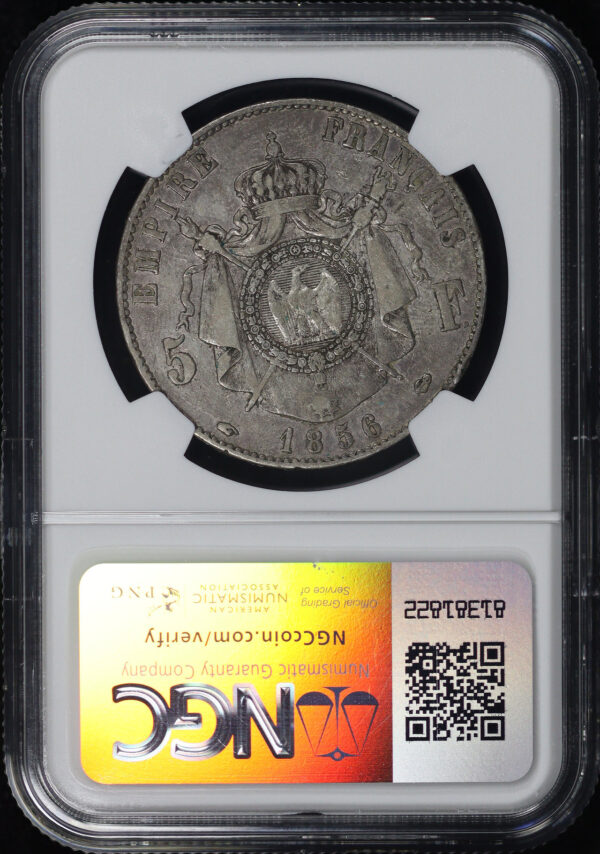 Reverse of this 1855A France Silver 5 Francs NGC VF-30
