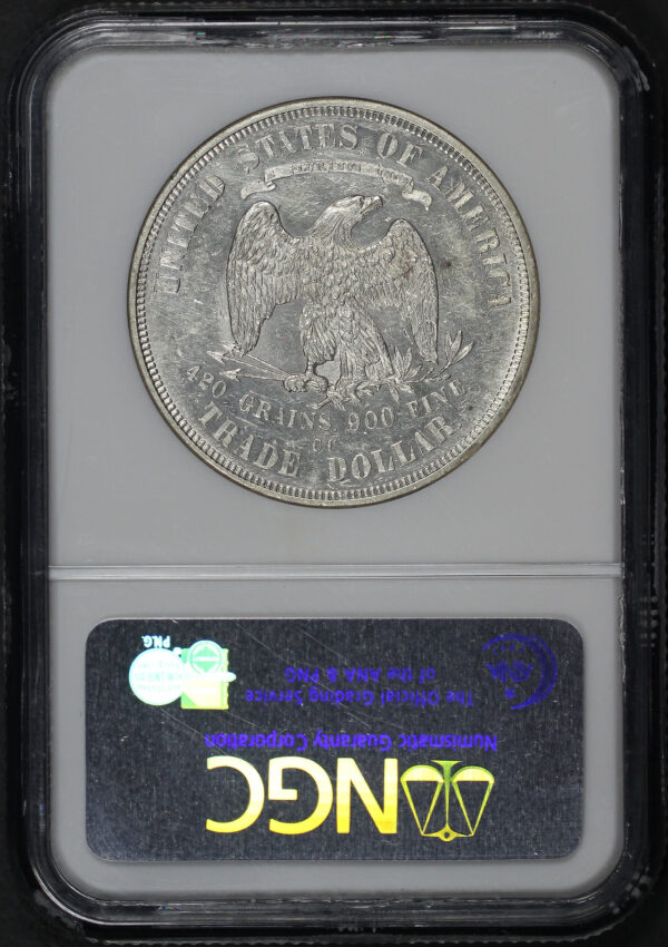 Reverse of this 1874-CC Trade Dollar NGC MS-60 PL