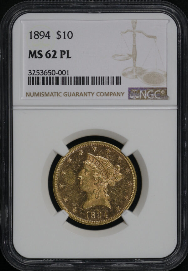 Obverse of this 1894 Liberty Head $10 NGC MS-62 PL
