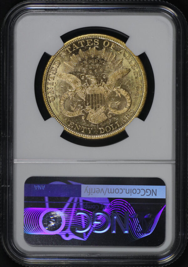 Reverse of this 1877 Liberty Head $20 Type 3 NGC MS-61 PL