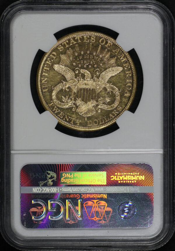 Reverse of this 1888-S Liberty Head $20 Type 3 NGC AU-55 PL
