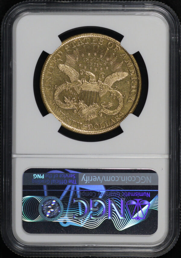 Reverse of this 1893-CC Liberty Head $20 Type 3 NGC AU-58 PL